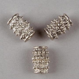 3 x metalen kralen busjes met spikkels 14x9mm 117464/0017