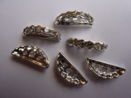 CH.0024NF- 6 stuks strass verdelers/afstandhouders 3-gats 18x3mm - SUPERLAGE PRIJS!