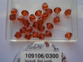 109106/0300 - 25 x swarovski 6mm indiaans rood