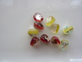 4797- 10 stuks lampwork handgemaakte glaskralen druppel 10x7mm