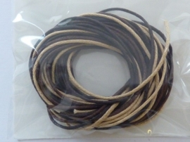 2290558- 3 rollen waxcord mix in naturel/bruin kleuren van 1mm dik en 1.70 meter lang