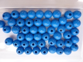 66011 033- 50 stuks A-kwaliteit houten kralen van 10mm midden blauw