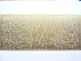 ST.1126- voor de jarige en cijfers goud 10x20cm