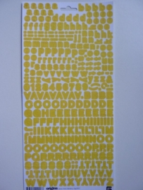 5911- Basic Grey sugar rush micro mono alfabet stickers geel 30x14.5cm OPRUIMING