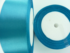 rol met 22.86 meter turquoise satijnlint van 25mm breed - SUPERLAGE PRIJS!