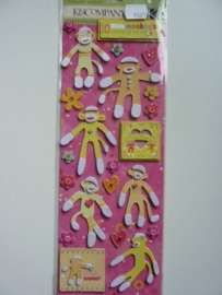 5907- K&Co Berry Sweet chipboard stickers monkeys 30x11cm OPRUIMING