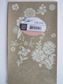 5362- basic grey rub-ons bloemen