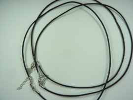 CH.280- 3 stuks halsketting echte leren veter met sluiting - zwart