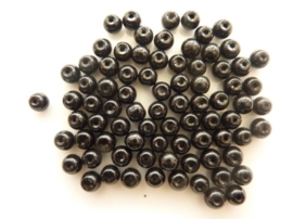 411- ca. 75 stuks ronde glaskralen van 4mm zwart - SUPERLAGE PRIJS!