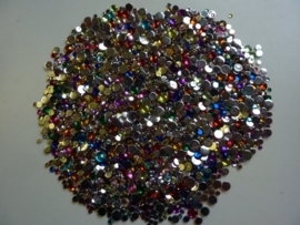 250 gram ronde strass stenen mix van 6-14mm kleurenmix - groot aantal!