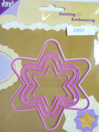 0002350- Joy0084- stencil 3 stuks sterren 11.5x8.5x5.5cm breed OPRUIMING