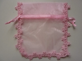 CH.0035- 5 stuks zeer luxe organza zakjes van 16x14cm babyroze - SUPERLAGE PRIJS!