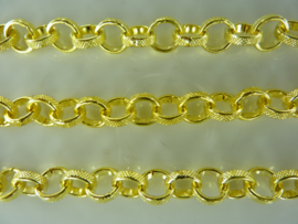 3851 - 1 meter metalen ketting/jasseron van 8 mm. schakels goud