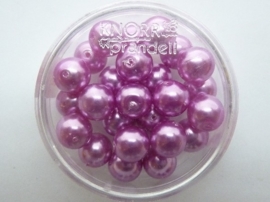 25 x ronde glasparels 8mm roze/paars 2219 759