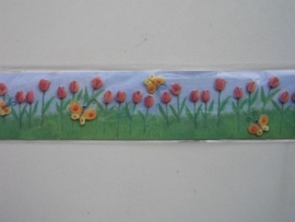 5376- K&Co 3D versierstrips tulpen 2 strips van 5.5x30cm OPRUIMING
