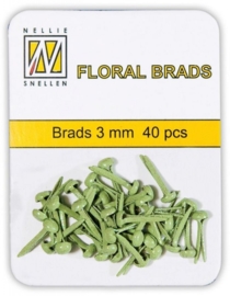 CE890110/1005- 40 stuks glitter brads van 3mm groen Nellie`s Choice