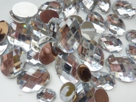 2282 300- 43 x kunststof strass stenen assortiment ovaal van 15 tot 27mm lang zilver