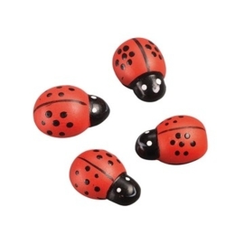 8002 410- 10 stuks bolle houten lieveheersbeestjes van 2.5cm