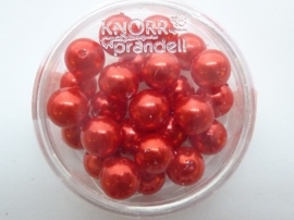 25 x ronde glasparels in een doosje 8mm rood - 2219 720