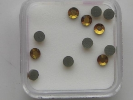 576- 12 x glazen kristalsteentjes plat 3.1mm amber goud OPRUIMING