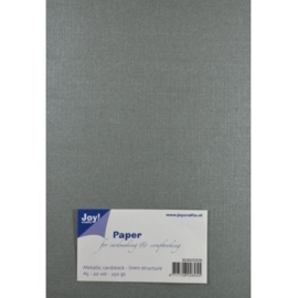 JOY8099/0206- 20 vellen cardstock papier linnen structuur 250grams A5 - metallic zilver