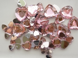 2282 0227- 80 x kunststof strass stenen assortiment hartjes van 8 tot 18mm lang roze