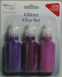 CE870403/9207- 3 flesjes glitterlijm á 25ml paars assortiment