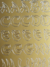st1000- stickervel met Japans/Oosterse letters 10x23cm goud