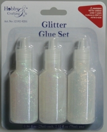 CE870403/9201- 3 flesjes glitterlijm á 25ml wit regenboog