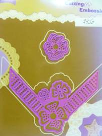 0002560- Joy Crafts stencil nr. 0041 - hoek met bloemen 9x9cm OPRUIMING