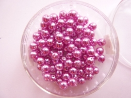 100 x ronde glasparels 4mm roze/paars - 2219 559
