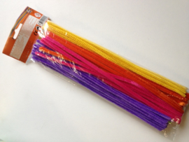 80 stuks chenille draad van 30cm lang en 8mm breed kleuren assortiment