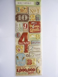 5614- K&Co grand adh. chipboard 3D stickers "wild safion numbers" 12x30cm