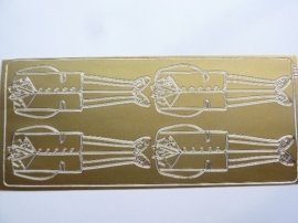ST.1118- stickervel met smoking 4 stuks goudkleur 10x23cm