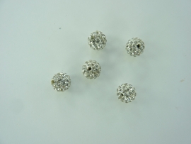 3992.B- 5 stuks A-kwaliteit strass ballen van 8mm zilver