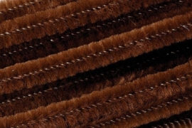8476 586- 10 stuks chenille draad van 50cm lang en 8mm breed bruin