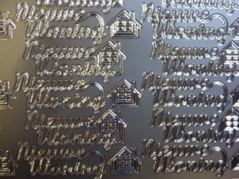 st1082- stickervel zilver met tekst nieuwe woning 10x20cm