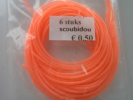 216 - Scoubidou touwtjes 6 stuks neon licht/oranje