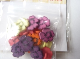 005507.D- zakje gekleurde bloemknoopjes buttons OPRUIMING
