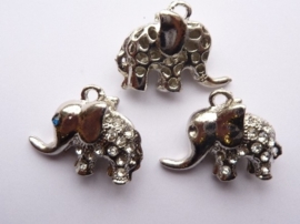 CH.Q012- luxe hanger/bedel olifant met strass stenen 20x18mm - SUPERLAGE PRIJS!