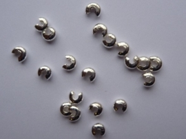 20 x knijpkralen verbergers zilverkleur 3.2mm rond