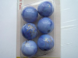 12094/9436KA- 6 x hoogglans 18mm "oilpaint" blauw/goud