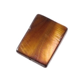 006080/0653- 6 stuks zeer mooie zware kwaliteit parelmoer kraal bruin rechthoek 20x15mm