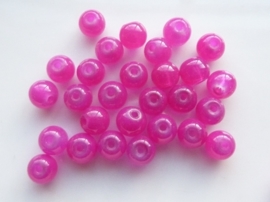 3766- 30 stuks imitatie Jade glaskralen 7-8mm fuchsia - SUPERLAGE PRIJS!