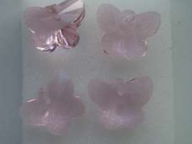 117471/0831- 4 x geslepen glashangers vlinders 14x10mm roze
