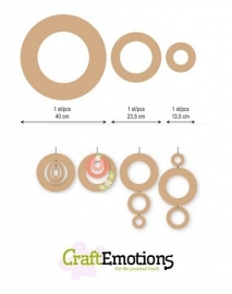CE812301/0011- Craft Emotions MDF ringen - 3 stuks van 13.5-23.5cm
