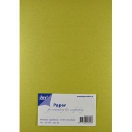 JOY8099/0205- 20 vellen cardstock papier linnen structuur 250grams A5 - metallic kaki