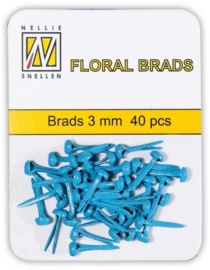 CE890110/1004- 40 stuks glitter brads van 3mm blauw Nellie`s Choice