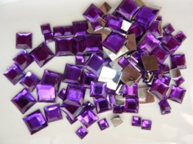 2282 060- 110 x kunststof strass stenen assortiment vierkanten van 6/10/12mm violet