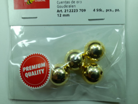 2223 708 - 4stuks wax parels van 12 mm. - goud - premium kwaliteit
